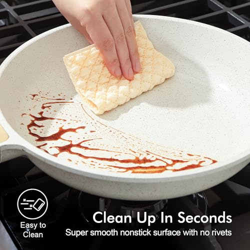 Nonstick Ceramic Frying Pan Skillet (8 Inch / White)