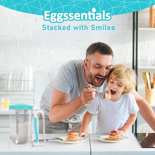 Pancake Batter Dispenser with Squeeze Handle Pancake Dispenser (Teal / 4 Cup Capacity)