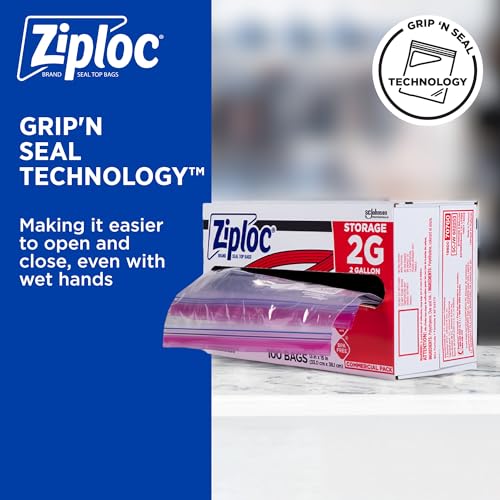 Ziploc Brand Food Storage 2 Gallon Bags (8 Quarts)