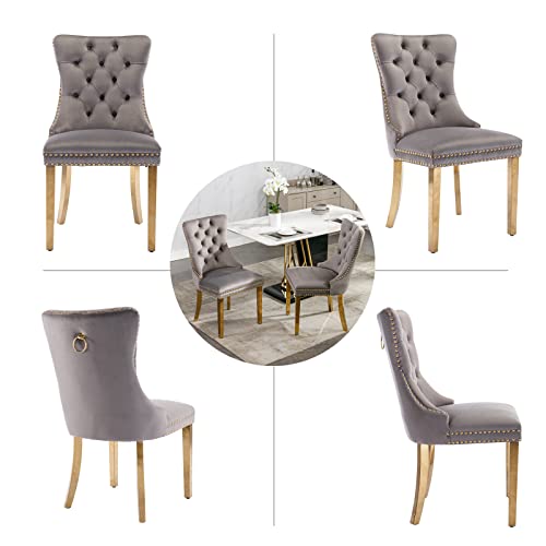 Grey Velvet Dining Chairs Set of 6 (Classic Gray)