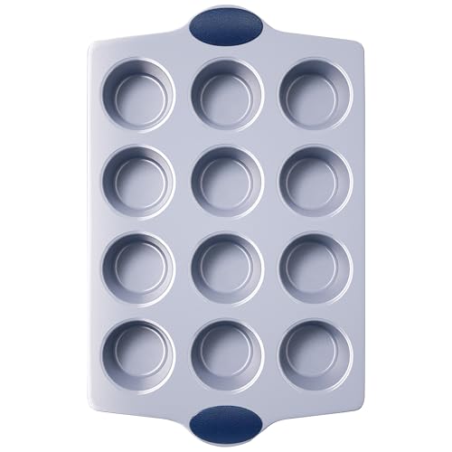 12 Cup Non Toxic Nonstick Ceramic Muffin Pan & Cupcake Tin (Blue / 12 Cup Muffin Pan (1 pack))