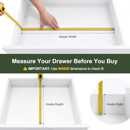 White Silverware Organizer Kitchen Drawer Organizer Expandable Bamboo Utensil Holder Cutlery Tray for Kitchen Utensil and Flatware Bedroom Office (White / 7 Slots Expandable)
