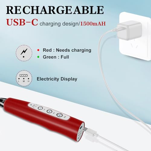 Milk Frother Wand Rechargeable Handheld Whisk Coffee 3 Speed Adjustable (Basic Frother / Red)