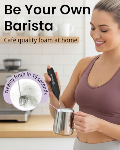Frother Wand Powerful Milk Frother & Coffee Stirrers Electric (Black)