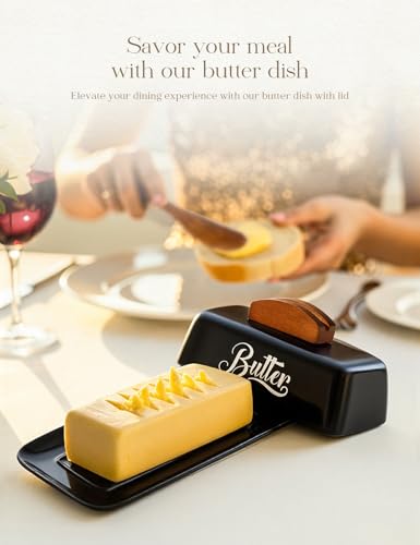 Black Butter Dish with Lid and Knife (Black)