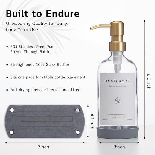 Luxury] Kitchen Soap Dispenser Set (Transparent Bottle + Gold Pump)