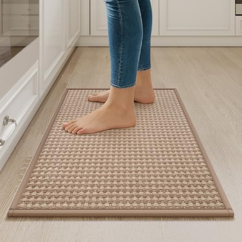 Kitchen Rugs Kitchen Mats for Floor Non Slip Washable Brown 17"x30" (Brown / 17"x30")