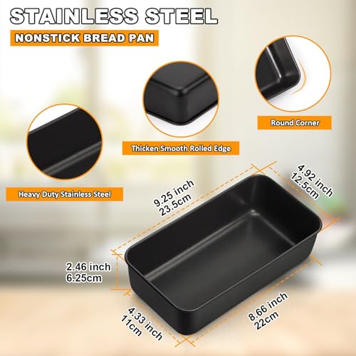 6 Pack Nonstick Loaf Bread Pan for Baking (Black / Medium)