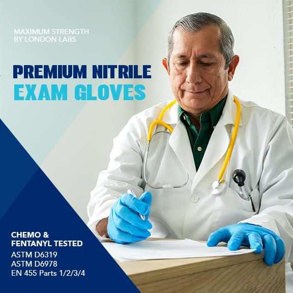 Sky Blue 5 Mil Nitrile Exam Gloves Disposable Latex Free (Sky Blue / XX-Large)