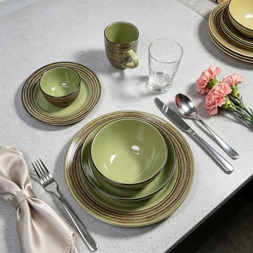 HomeVss 48 Piece Dinnerware Set (Oak Forest / Service for 8 - 48pc Set)