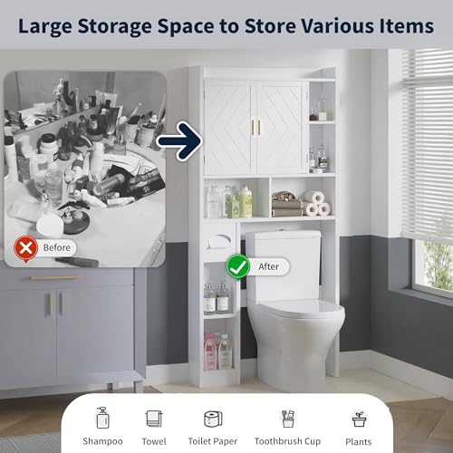 Over The Toilet Storage Cabinet (32.3 inches x 7.8 inches x 70.2 inches)