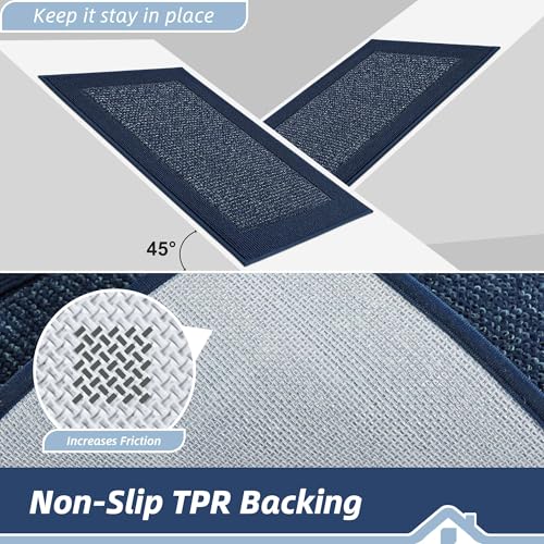Kitchen Rugs Set of 2 (Blue / 24"x36"+24"x60" (Rectangular))