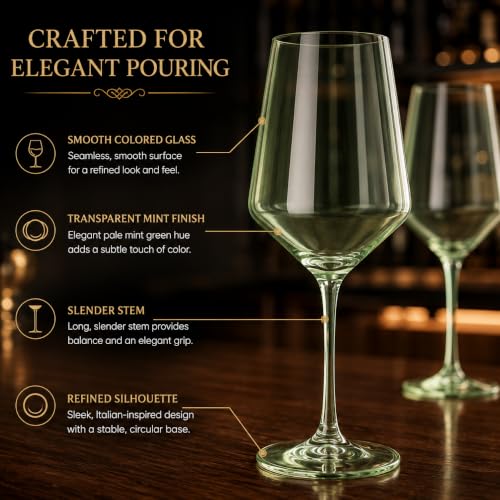 Green Colored Wine Glass Set (Mint Green)