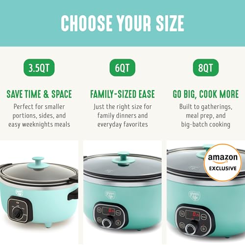 6QT Ceramic Nonstick Slow Cooker (Turquoise / 6 Quarts)