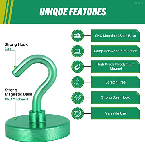 Magnetic Hooks (Green / 1.26 inches)
