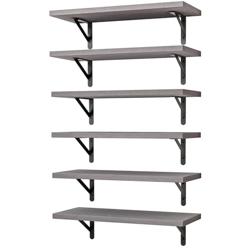 16.5 Inch Floating Shelves for Wall Home Decor (Grey / 16.5 x 6.1 x 0.59 inches)