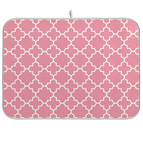 Super Absorbent Dish Drying Mat (Pink Moroccan / 18" x 24")