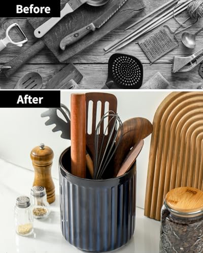 Ceramic Utensil Holder (Navy Blue / Set of 1)