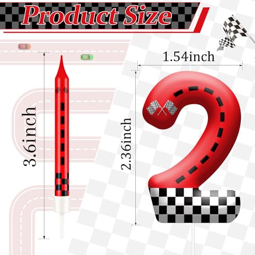 13PCS Racing Car Theme Birthday Candle Set with Checkered Flag Design (Black+White+Red / 2)