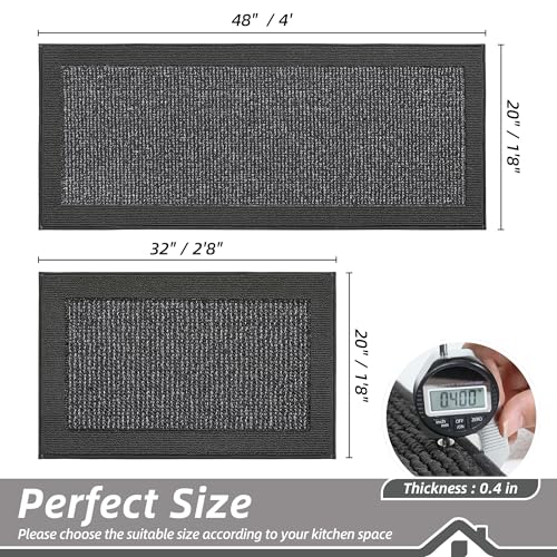 Kitchen Rugs Set of 2 (Charcoal / 20"x32"+20"x48" (Rectangular))