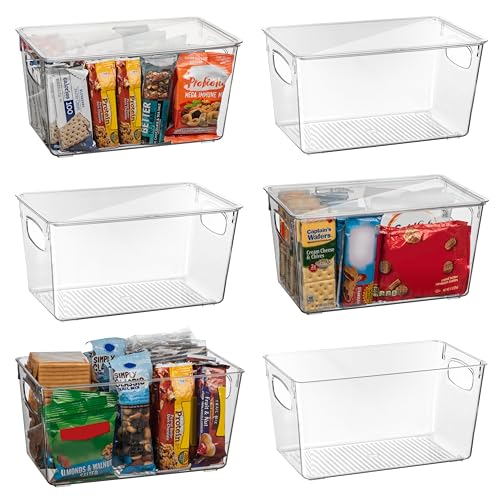 Pantry Storage Bins with Lids for Kitchen & Fridge (10"L x 6"W x 5"H)