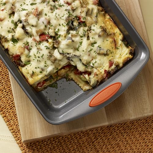 Yum o! Nonstick Bakeware Oven Lovin' Rectangle Cake Pan (Gray with Orange Grips / 9" x 13" / No Lid)