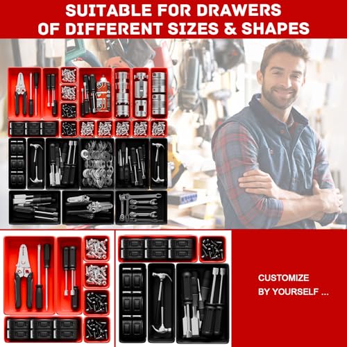 Toolbox Organizer Trays (Red & Black 47PCS)