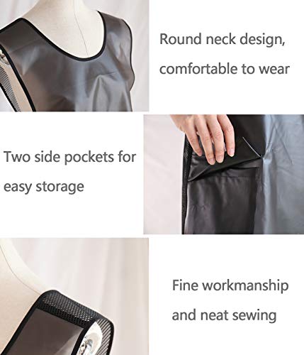 100% Waterproof Cross Back Apron With Pockets For Women Men Dishwashing (White Transparent)
