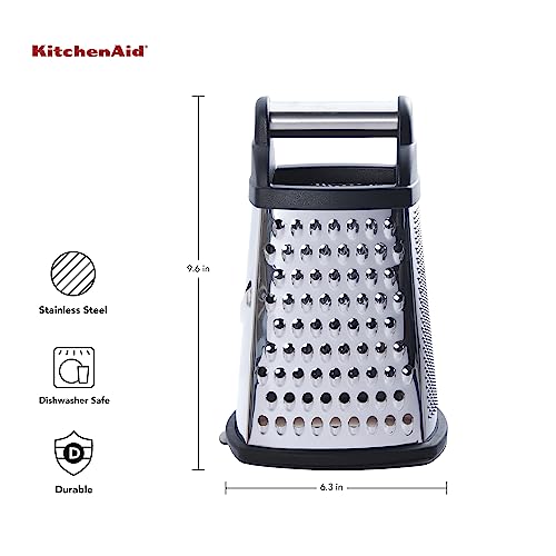 Gourmet Box Grater with Detachable Measuring Container and Lid (Black)