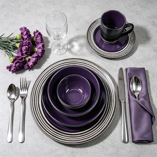 HomeVss 48 Piece Dinnerware Set (Lavender / Service for 8 - 48pc Set)