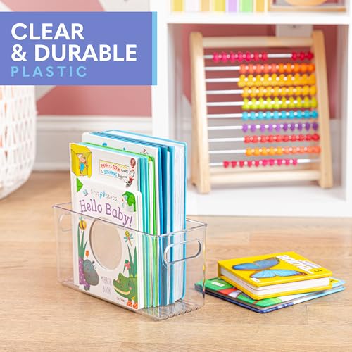 Plastic Food Storage 6 Pack Clear Container Bin with Handles for Organizing Kitchen (10x4x5)