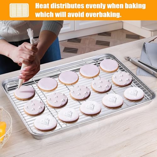 20x14 Inches XL Stainless Steel Baking Sheet with Wire Cooling Rack (20x14x1.2)