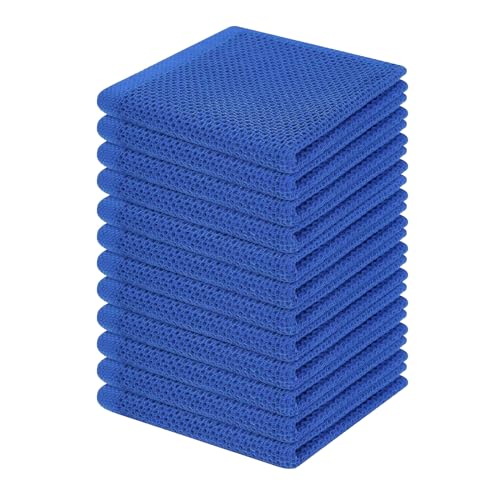100% Cotton Waffle Weave Kitchen Dish Cloths 12 (Blueberry / 12 X 12 - 12 Pack)