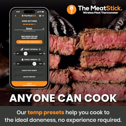 MeatStick 4 Smart Wireless Meat Probe with 4 Sensors & Limited Range (MeatStick 4 Set (Red, Limited Range))