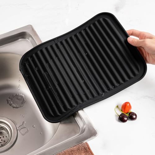 4 - Pack Multi - Purpose Silicone Mats | Heat Resistant Pot Holders for Kitchen | Non - Slip Hot Pads for Hot Pots, Pans & Quartz Countertops | Gray Kitchen Mats (Brown) (Brown)