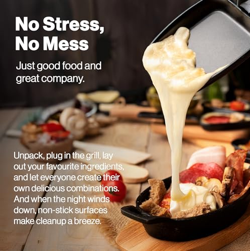 Classic Indoor Electric Raclette Grill (Reversible Cast Iron Grill Plate / Red)