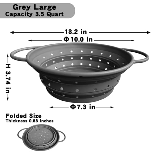 Collapsible Colander with Handle (Gray L)