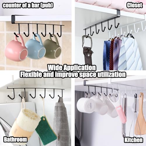 6PCS Mug Hooks Under Cabinet (Black)