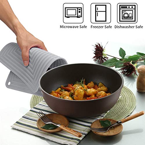 Large Silicone Trivet Mats for Hot Dishes (Gray)