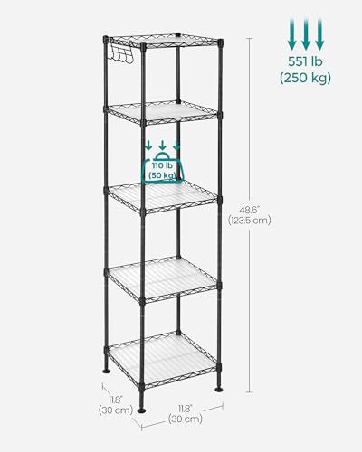 5 Tier Bathroom Shelf (Ink Black + Translucent / 5 Tiers (11.8"W))