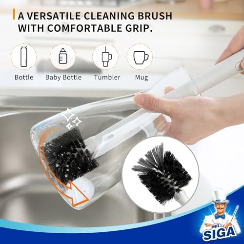 Water Bottle Brush and Straw Cleaner Brush with Long Handle (White)