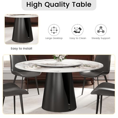 9 Piece Dining Table Chairs Set (1 Pc 59" Table + 8 Chairs / Carbon Black)