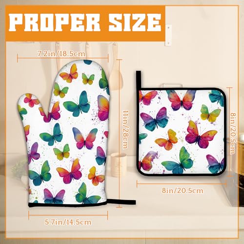 Colorful Butterfly Oven Mitts and Pot Holders (Colorful Butterfly)