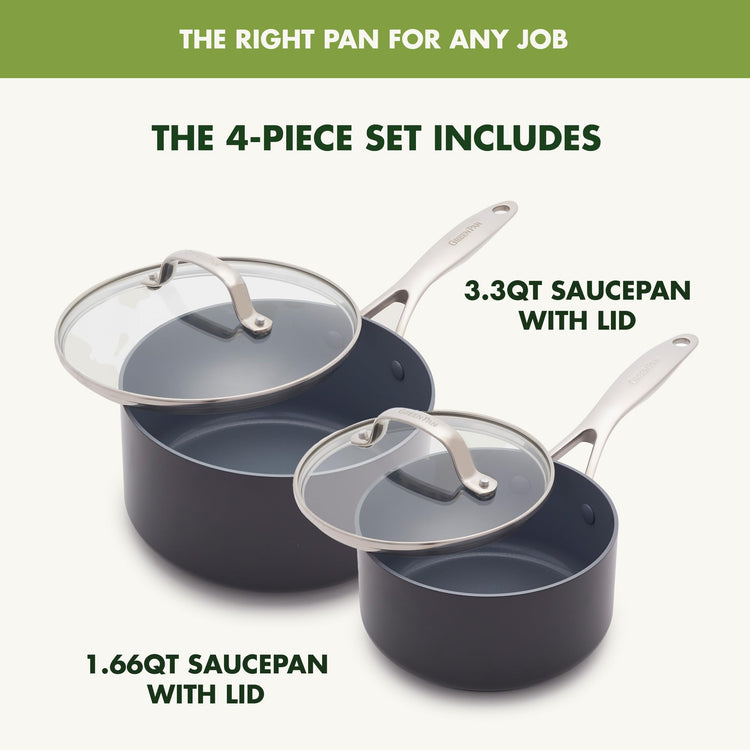 Valencia Pro 2 Piece Ceramic Saucepan Set (Gray / 5 Quarts)