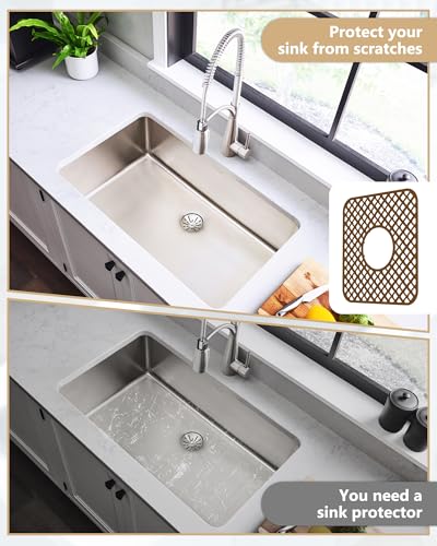 2 Pack Silicone Sink Mat Protector for Kitchen Sink (Coffee)