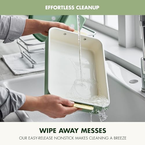 Bakeware 13" x 9" Nonstick Rectangular Cake Pan (13" x 9" Rectangular Cake Pan / Sage Green)