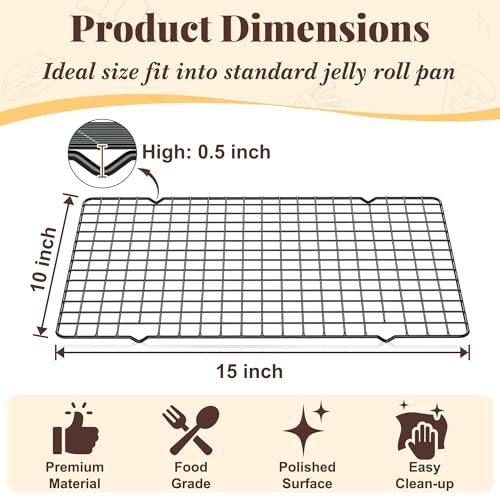 2 PCS Grid Wire Baking Cooling Racks (10“ x 15”-2 Pack / Black)
