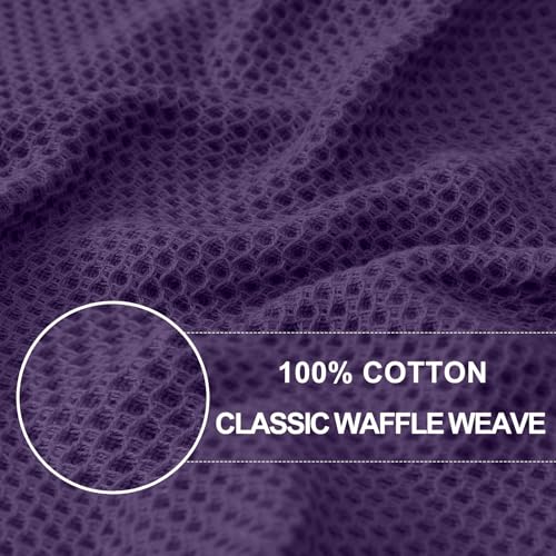 100% Cotton Waffle Weave Kitchen Dish Cloths 8 (Eggplant / 12 X 12 - 8 Pack)