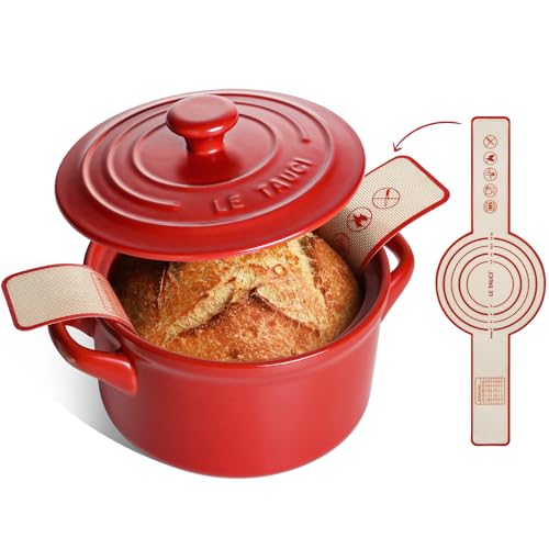 3 QT Ceramic Bread Baker with Lid for Sourdough (Chili Red)