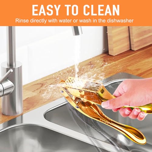 Garlic press and slicer 2 in 1 (Golden)